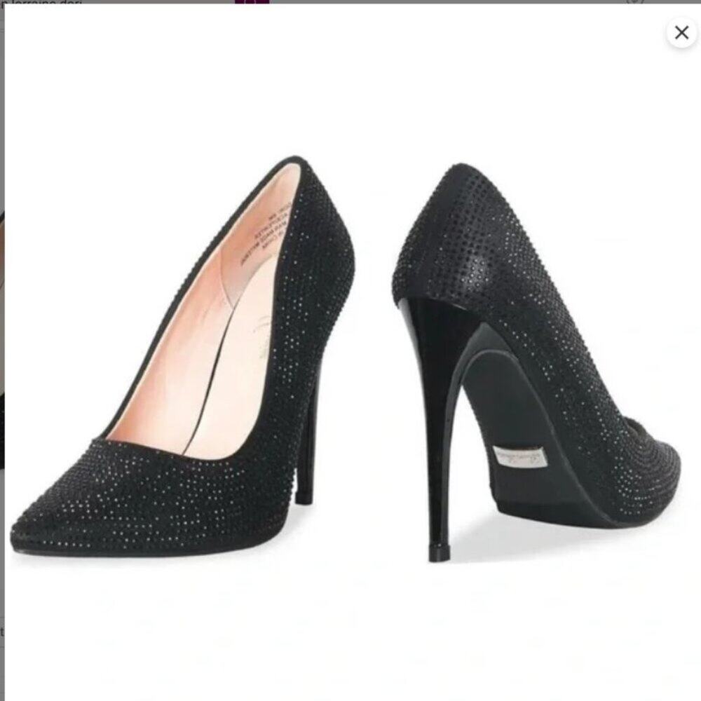 Lauren Lorraine Black Rhinestone Pointed Toe Stiletto Heels
